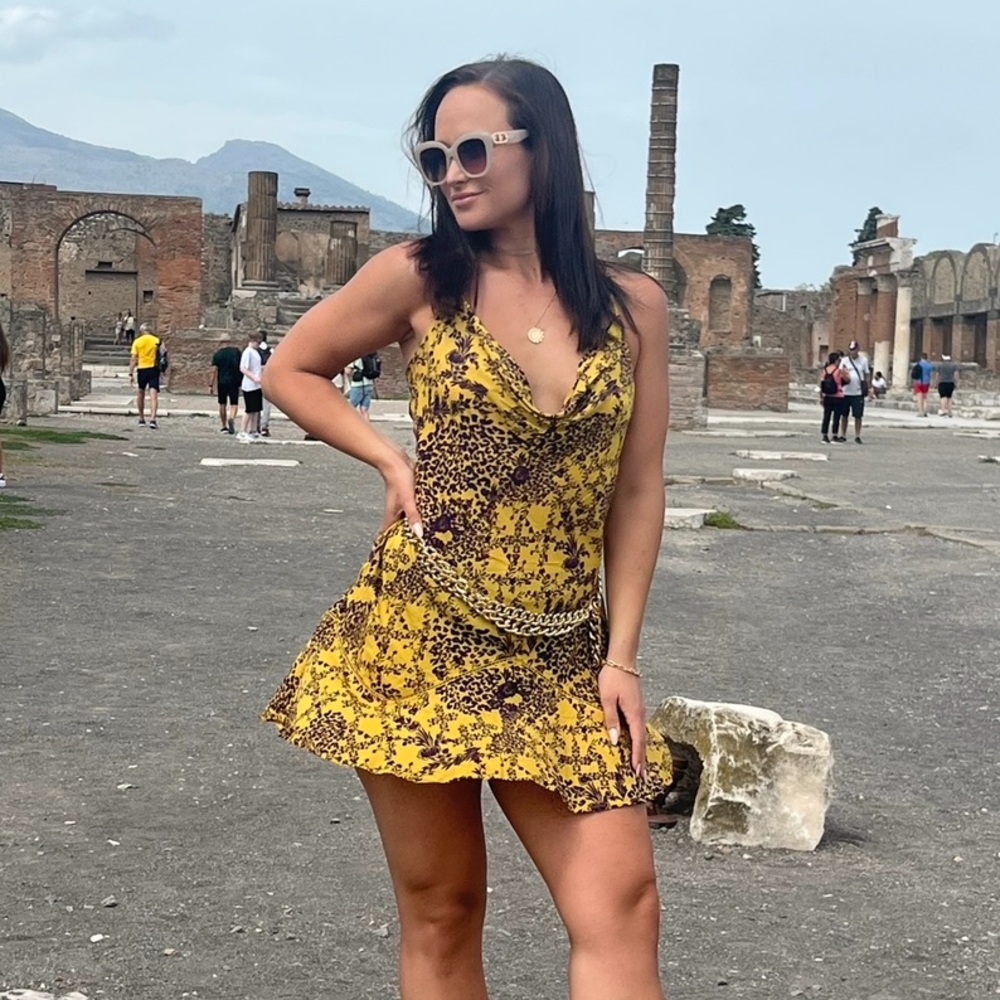 Free People Yellow Print Mini Dress